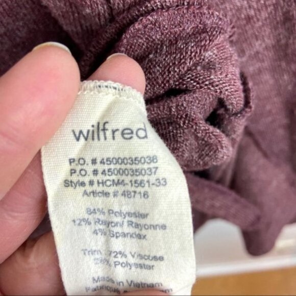 Aritzia Wilfred Sherbrooke Top Heathered Plum Size XXS V-Neck Long Sleeve Knit - Picture 4 of 9